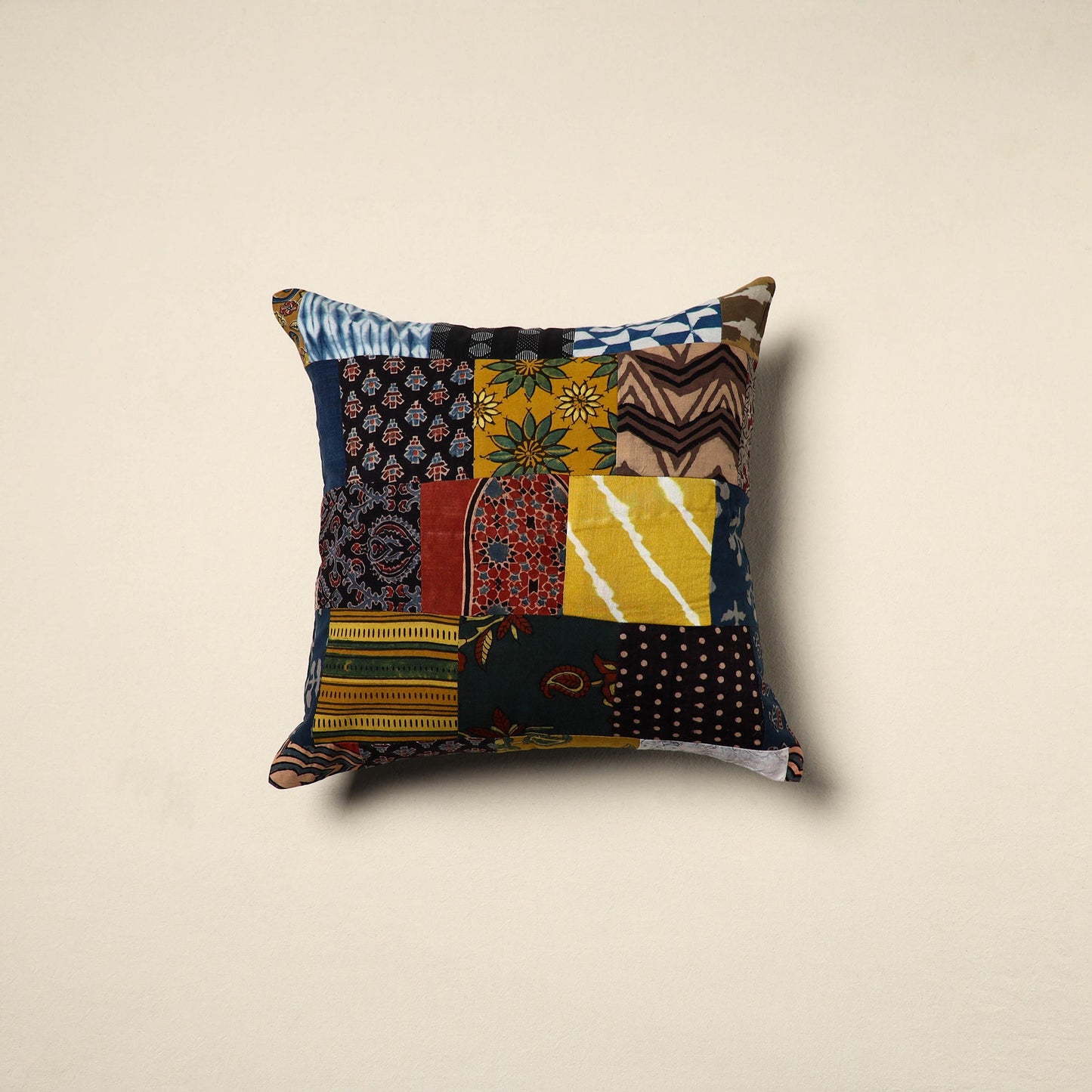 Multicolor - handcrafted cotton patchwork cushion cover 23