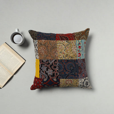 Multicolor - handcrafted cotton patchwork cushion cover 23