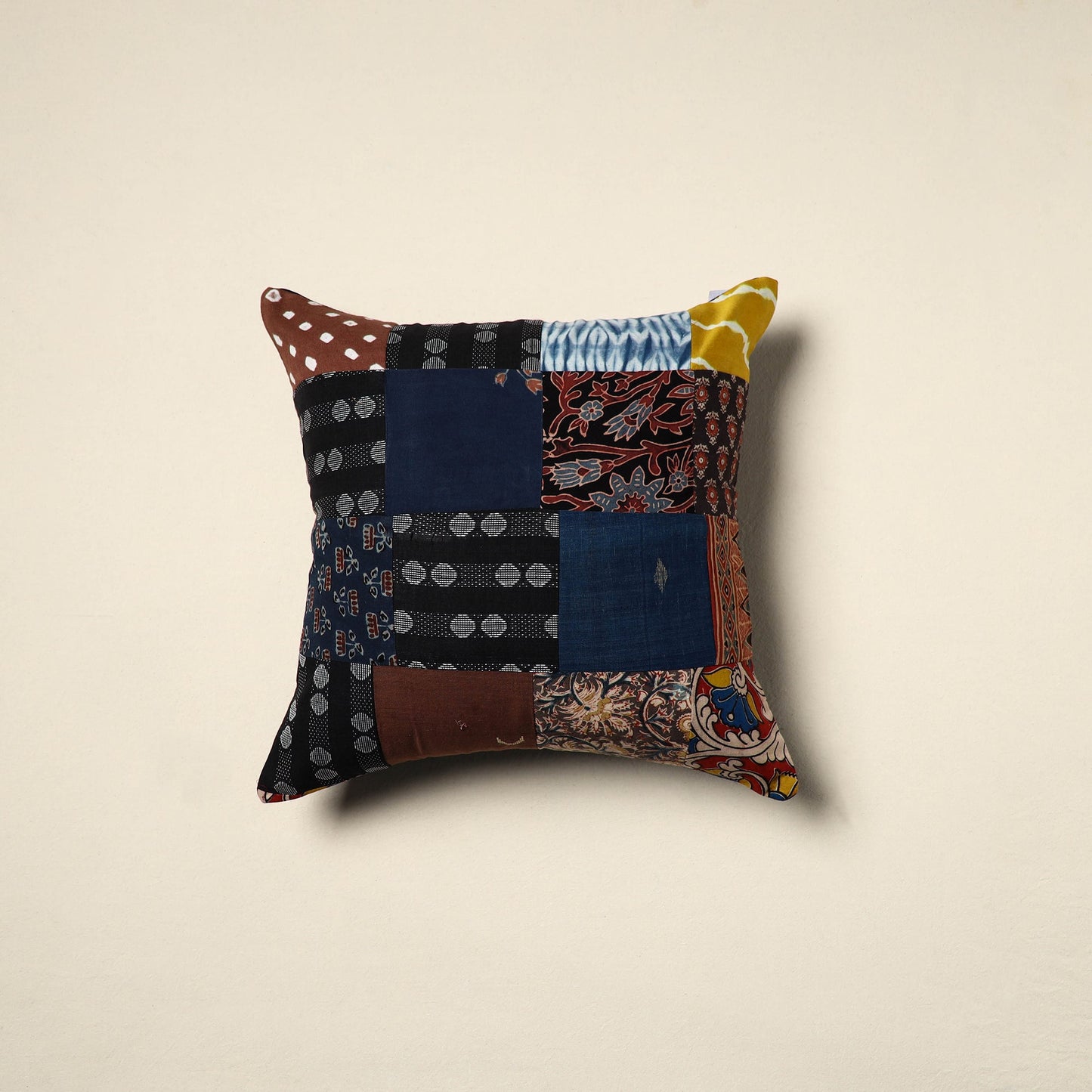 Multicolor - handcrafted cotton patchwork cushion cover 24