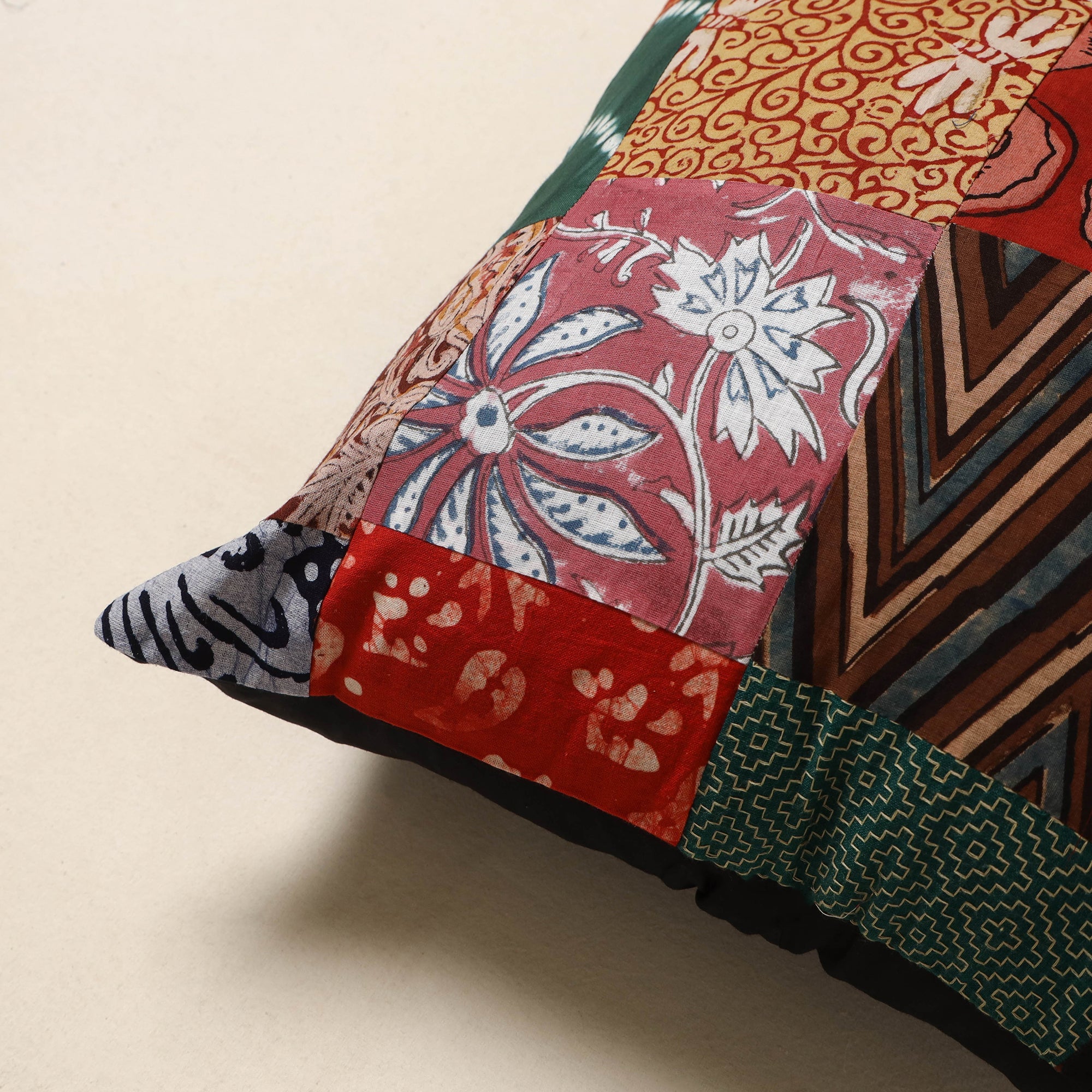 Multicolor - handcrafted cotton patchwork cushion cover 24