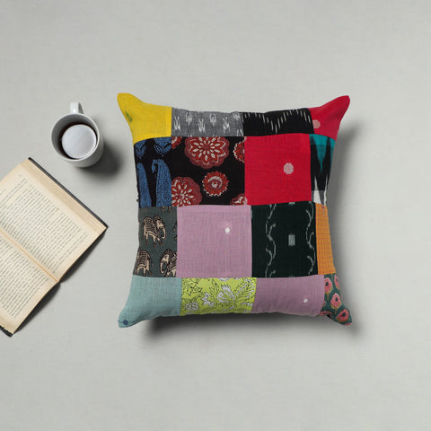 Multicolor - handcrafted cotton patchwork cushion cover 24