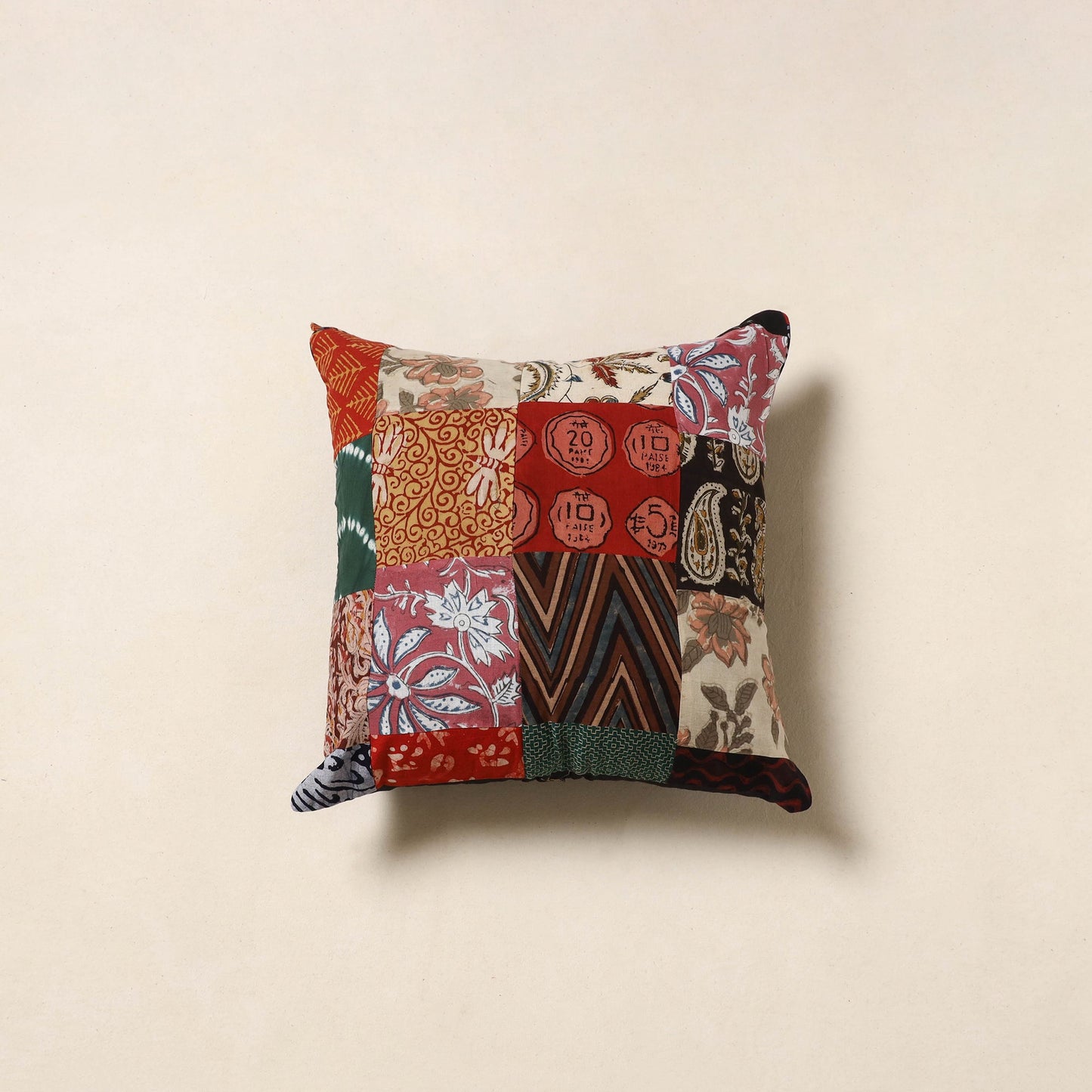 Multicolor - handcrafted cotton patchwork cushion cover 24