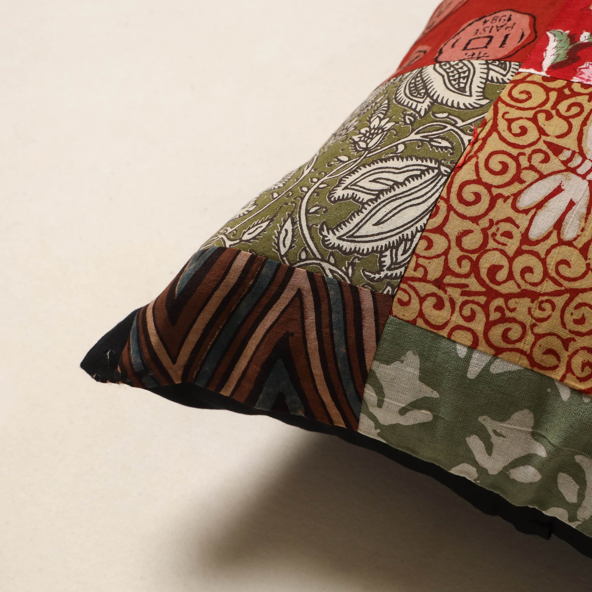 Multicolor - handcrafted cotton patchwork cushion cover 25