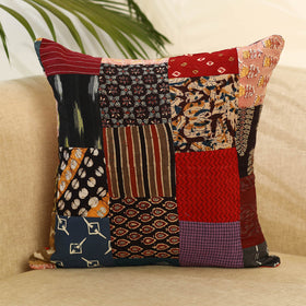 Buy Multicolor Handcrafted Cotton Patchwork Cushion Cover