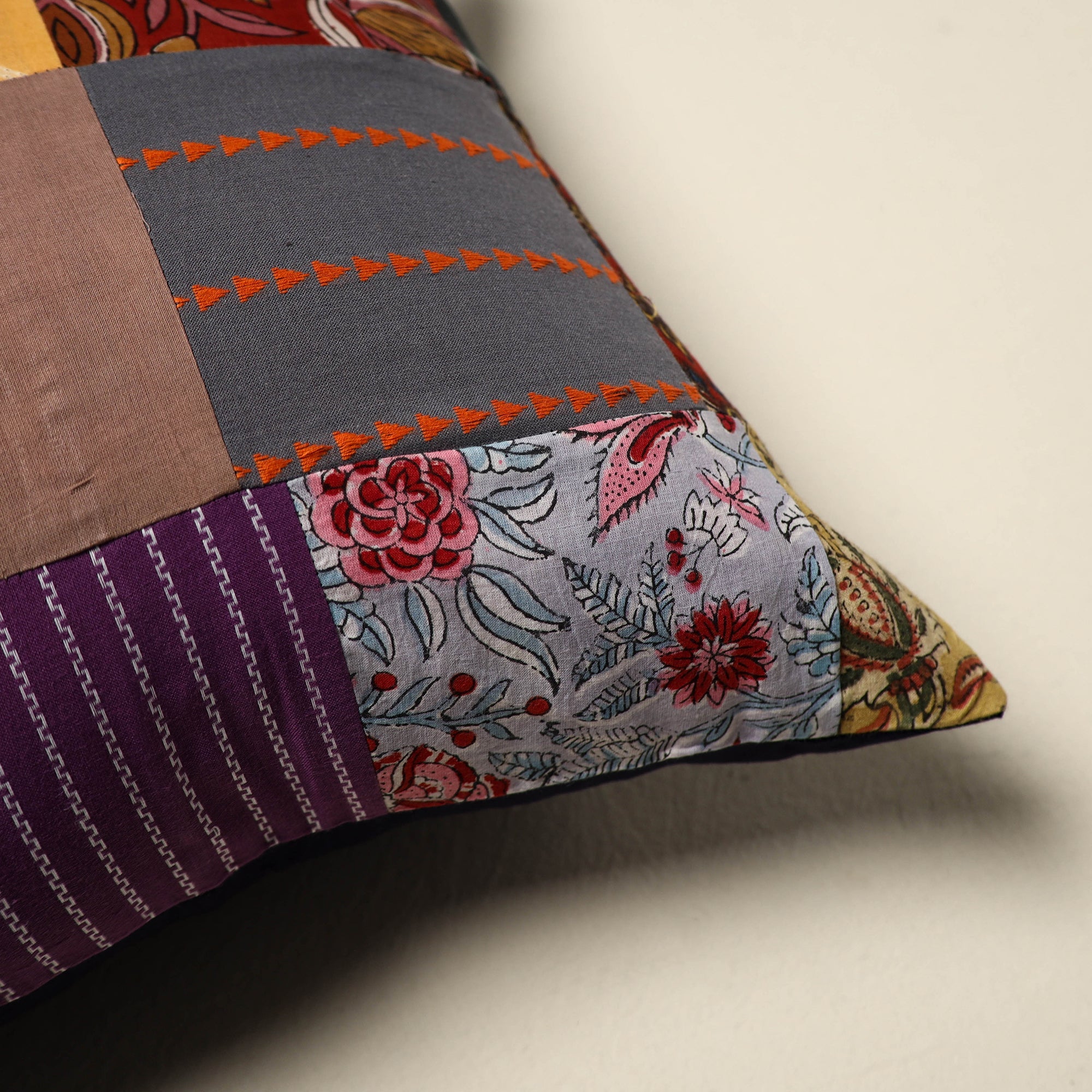 Multicolor - handcrafted cotton patchwork cushion cover 25
