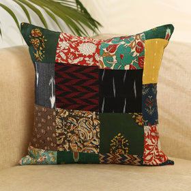 Buy Multicolor Handcrafted Cotton Patchwork Cushion Cover