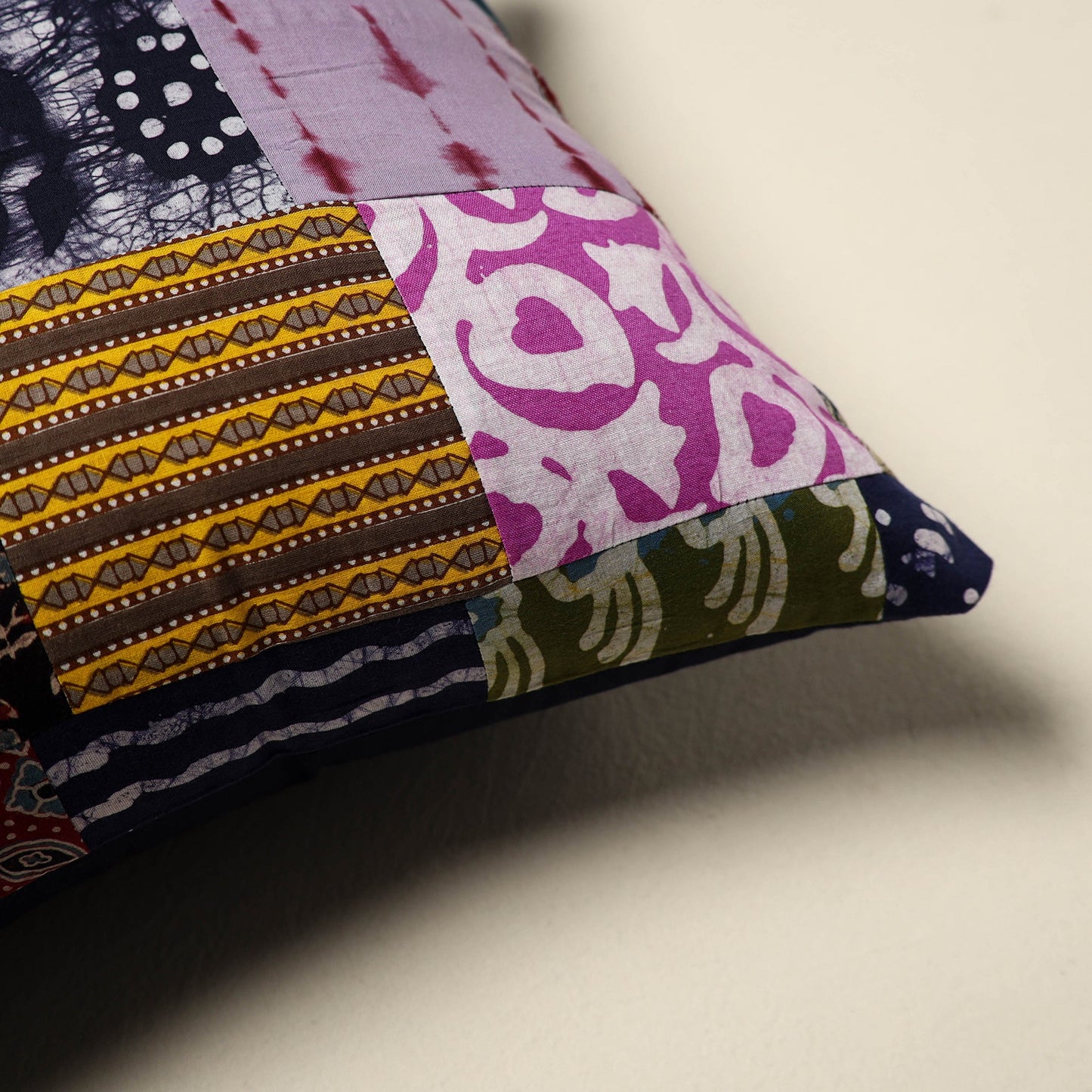 Multicolor Handcrafted Cotton Patchwork Cushion Cover