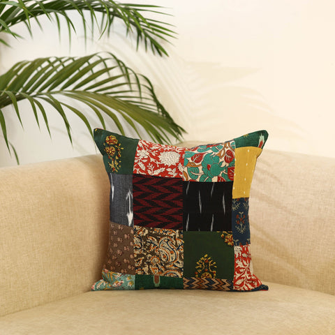 Buy Multicolor Handcrafted Cotton Patchwork Cushion Cover