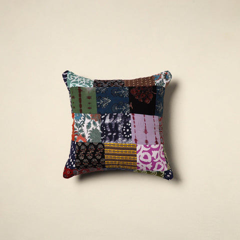 Multicolor Handcrafted Cotton Patchwork Cushion Cover