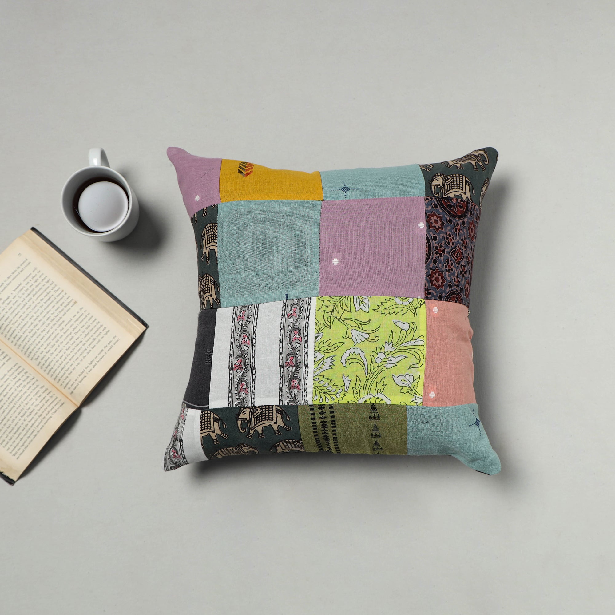 Multicolor - handcrafted cotton patchwork cushion cover 27