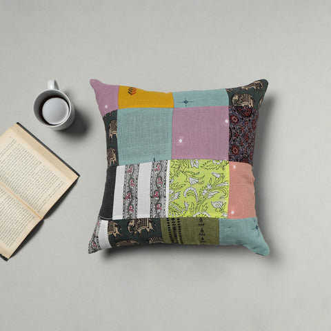 Multicolor - handcrafted cotton patchwork cushion cover 27