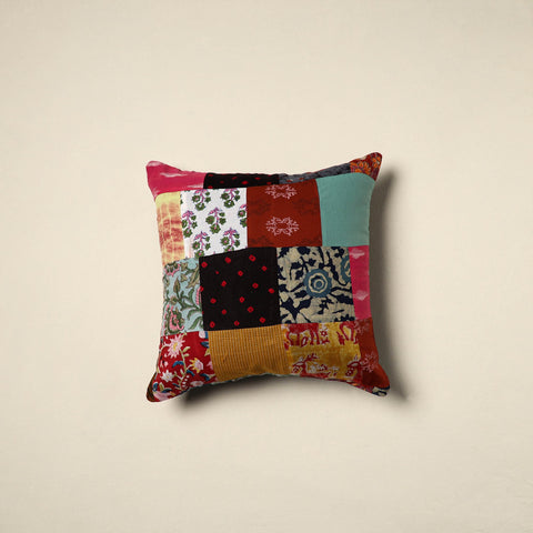 Multicolor Handcrafted Cotton Patchwork Cushion Cover