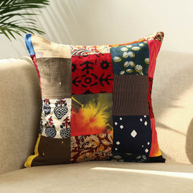  Multicolor Handcrafted Cotton Patchwork Cushion Cover