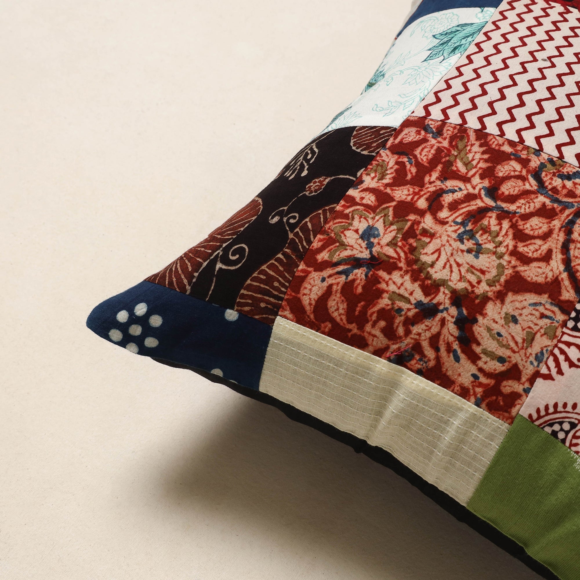 Multicolor - handcrafted cotton patchwork cushion cover 27