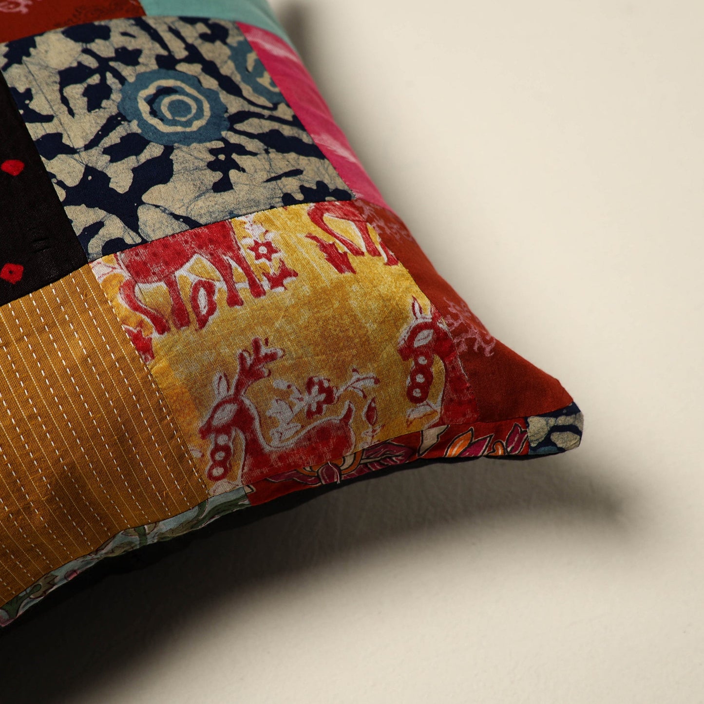 Multicolor Handcrafted Cotton Patchwork Cushion Cover