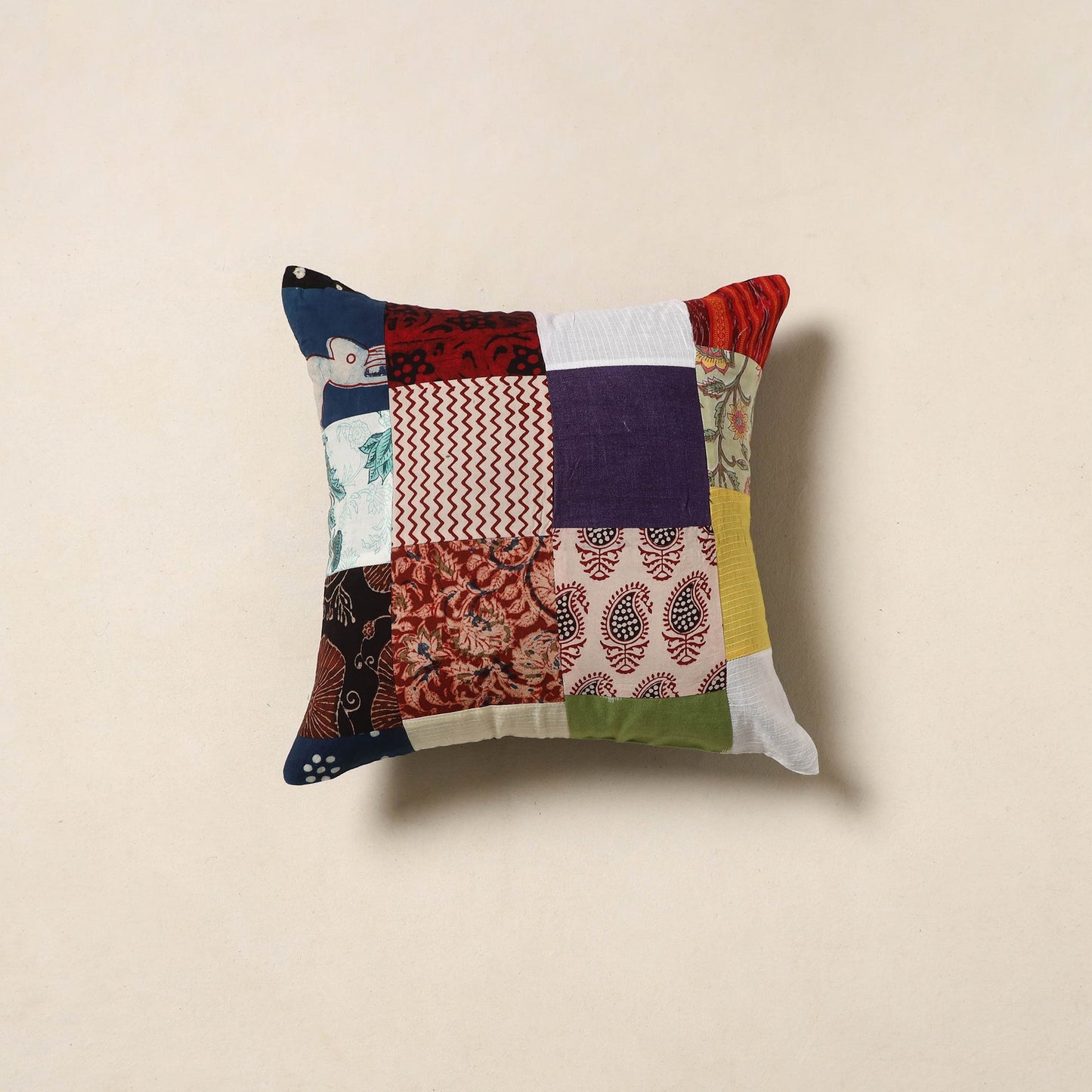 Multicolor - handcrafted cotton patchwork cushion cover 27