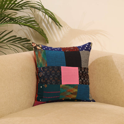 Buy Multicolor Handcrafted Cotton Patchwork Cushion Cover