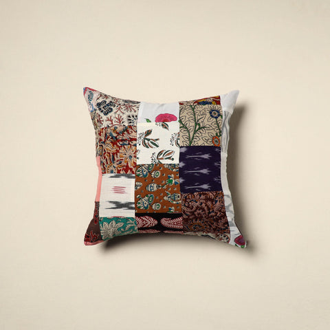 Multicolor - handcrafted cotton patchwork cushion cover 28
