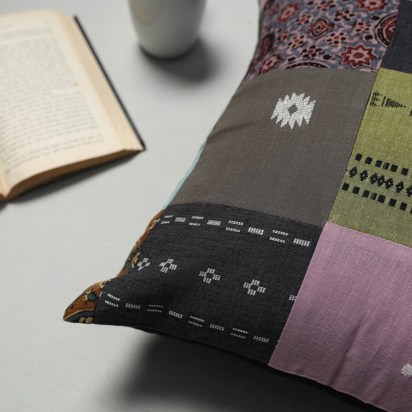 Multicolor - handcrafted cotton patchwork cushion cover 28