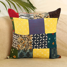 Buy Multicolor Handcrafted Cotton Patchwork Cushion Cover