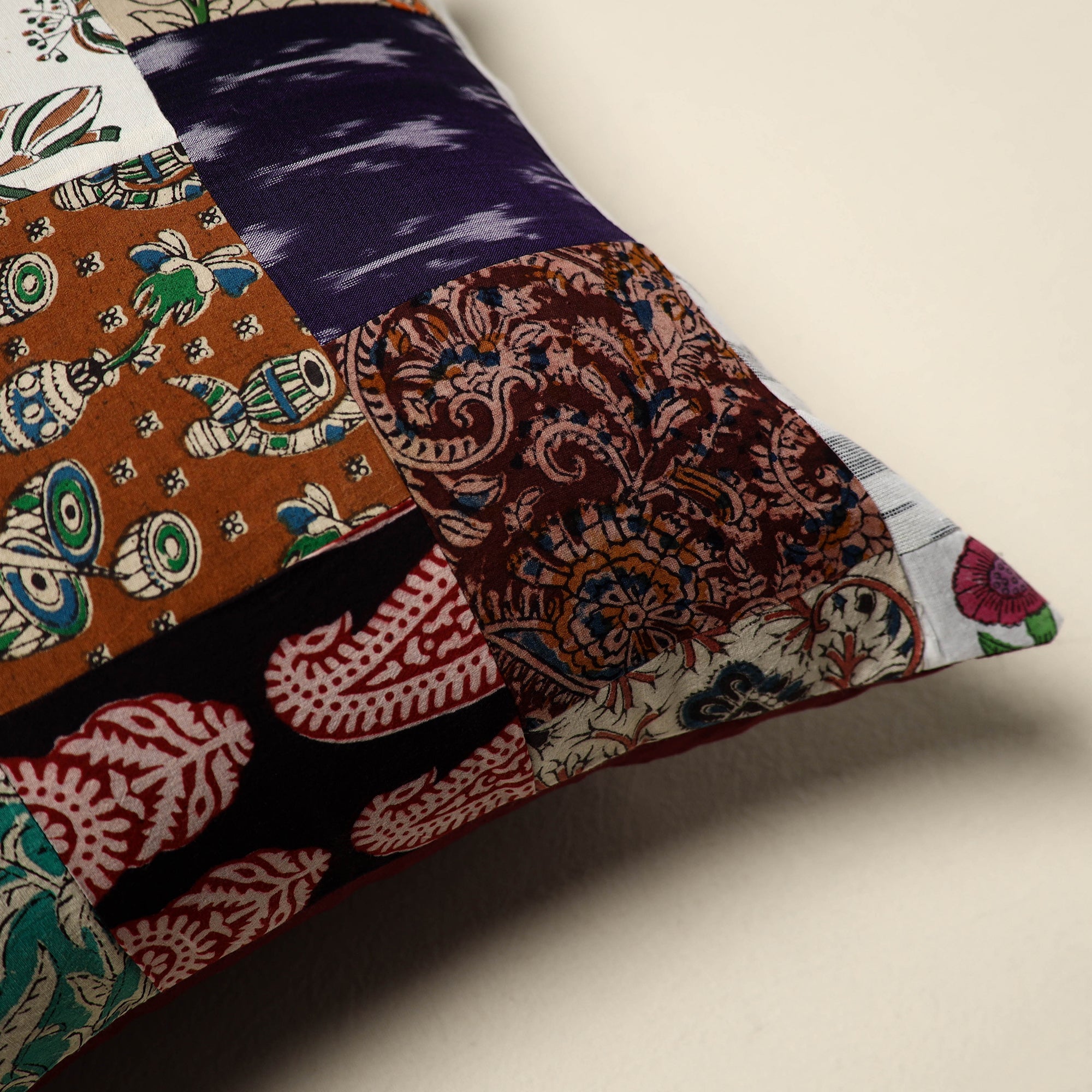 Multicolor - handcrafted cotton patchwork cushion cover 28