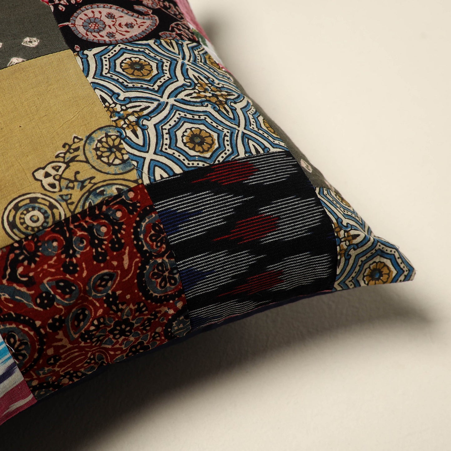 Multicolor Handcrafted Cotton Patchwork Cushion Cover