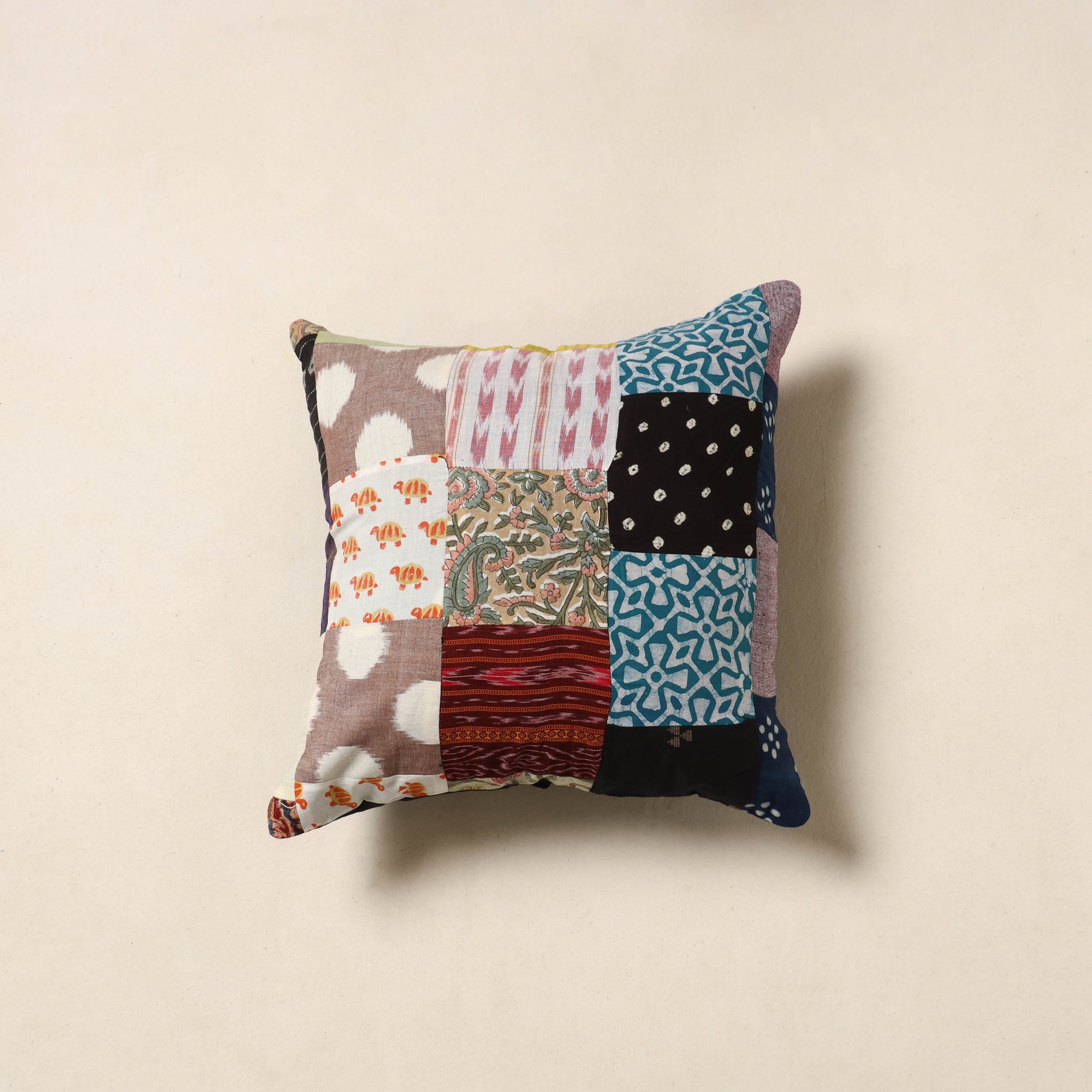 Multicolor - handcrafted cotton patchwork cushion cover 29