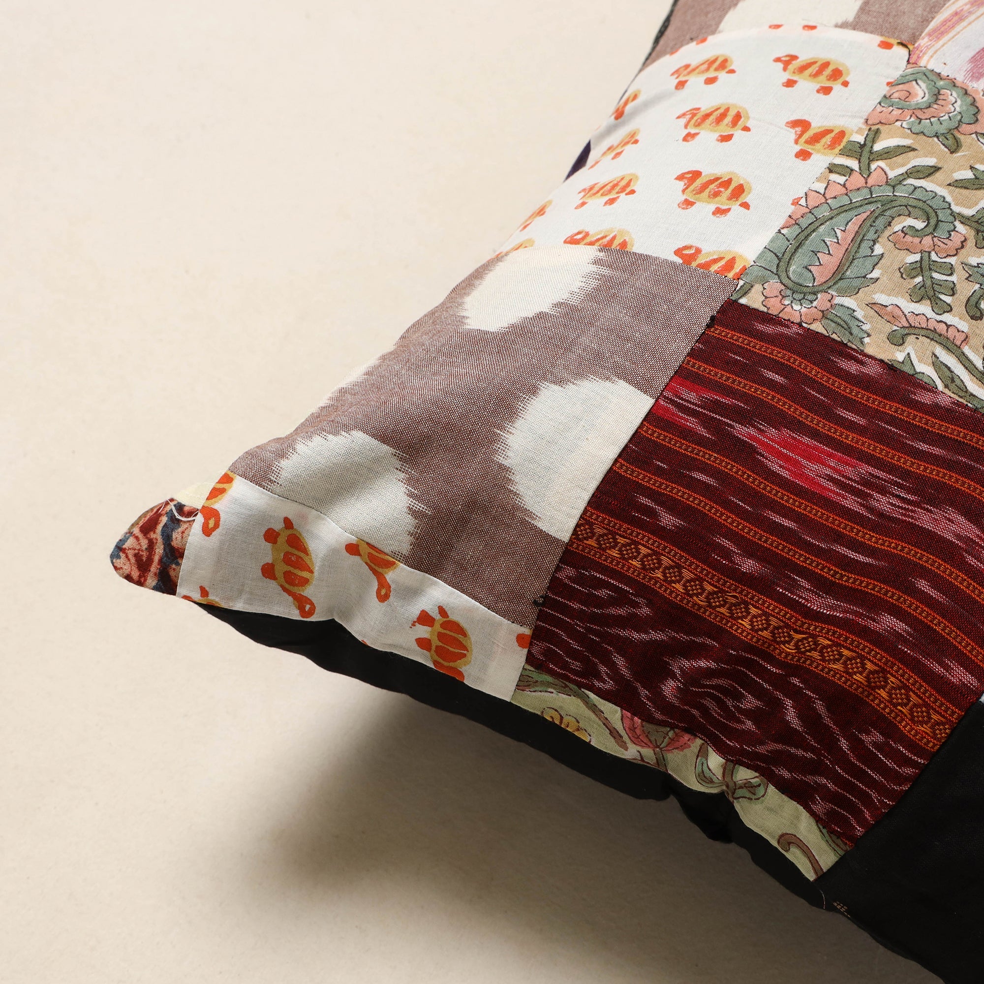 Multicolor - handcrafted cotton patchwork cushion cover 29