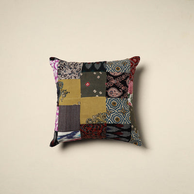 Multicolor Handcrafted Cotton Patchwork Cushion Cover