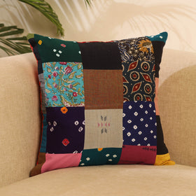 Buy Multicolor Handcrafted Cotton Patchwork Cushion Cover