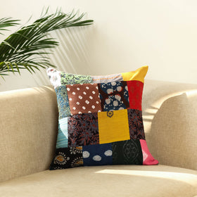  Multicolor Handcrafted Cotton Patchwork Cushion Cover