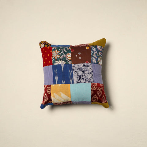 Multicolor Handcrafted Cotton Patchwork Cushion Cover