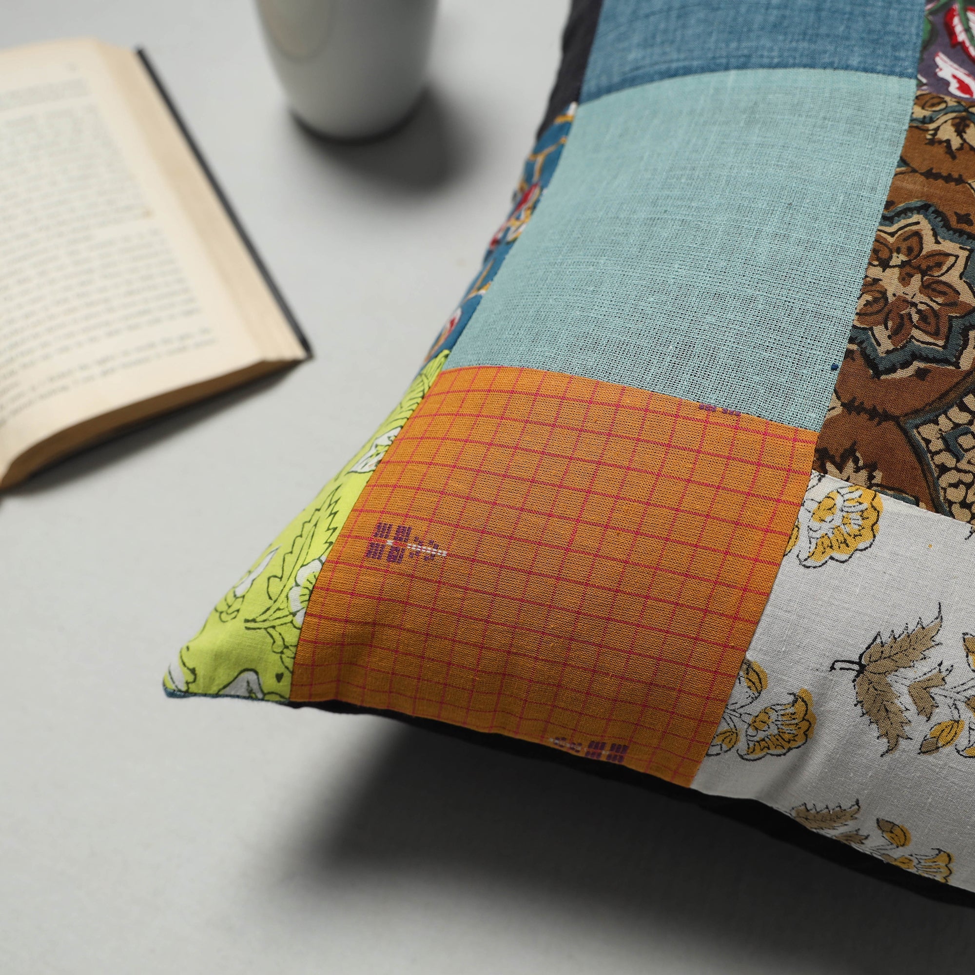 Multicolor - handcrafted cotton patchwork cushion cover 31