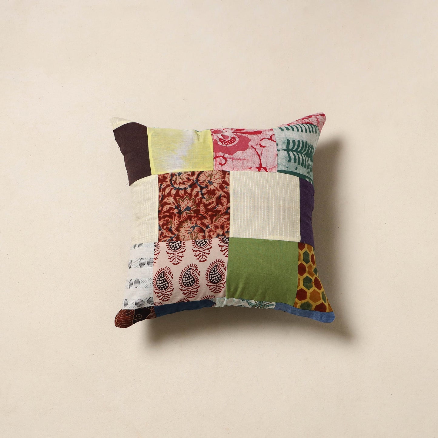 Multicolor - handcrafted cotton patchwork cushion cover 31