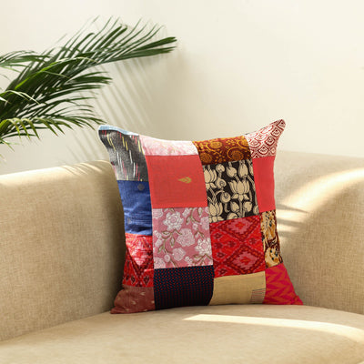  Multicolor Handcrafted Cotton Patchwork Cushion Cover