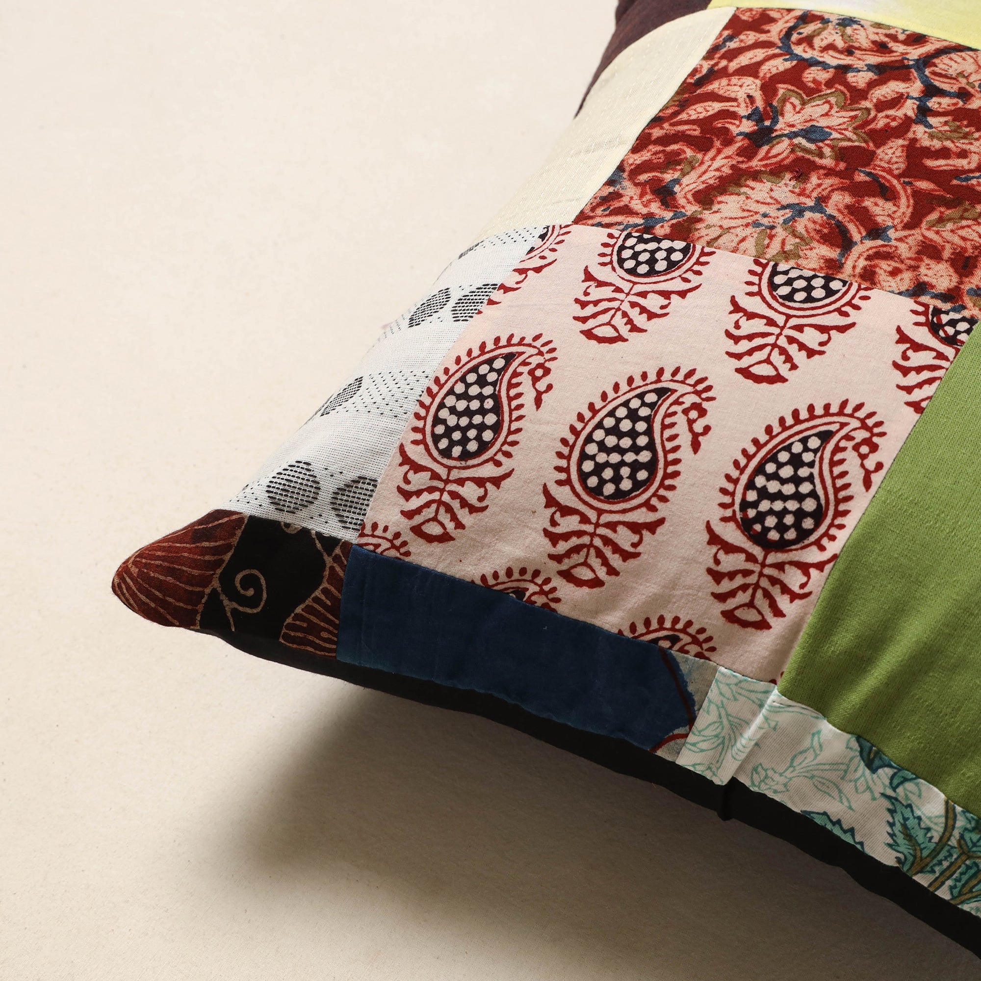 Multicolor - handcrafted cotton patchwork cushion cover 31