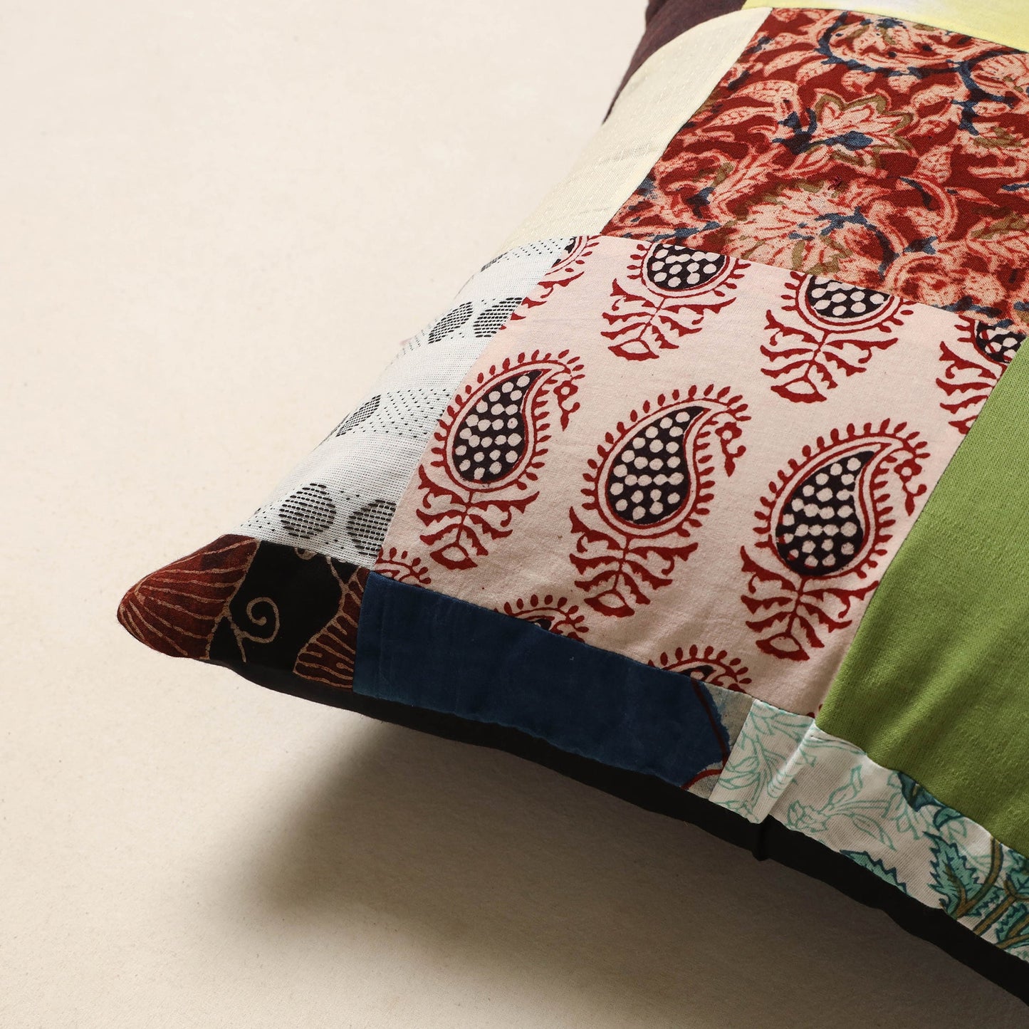 Multicolor - handcrafted cotton patchwork cushion cover 31