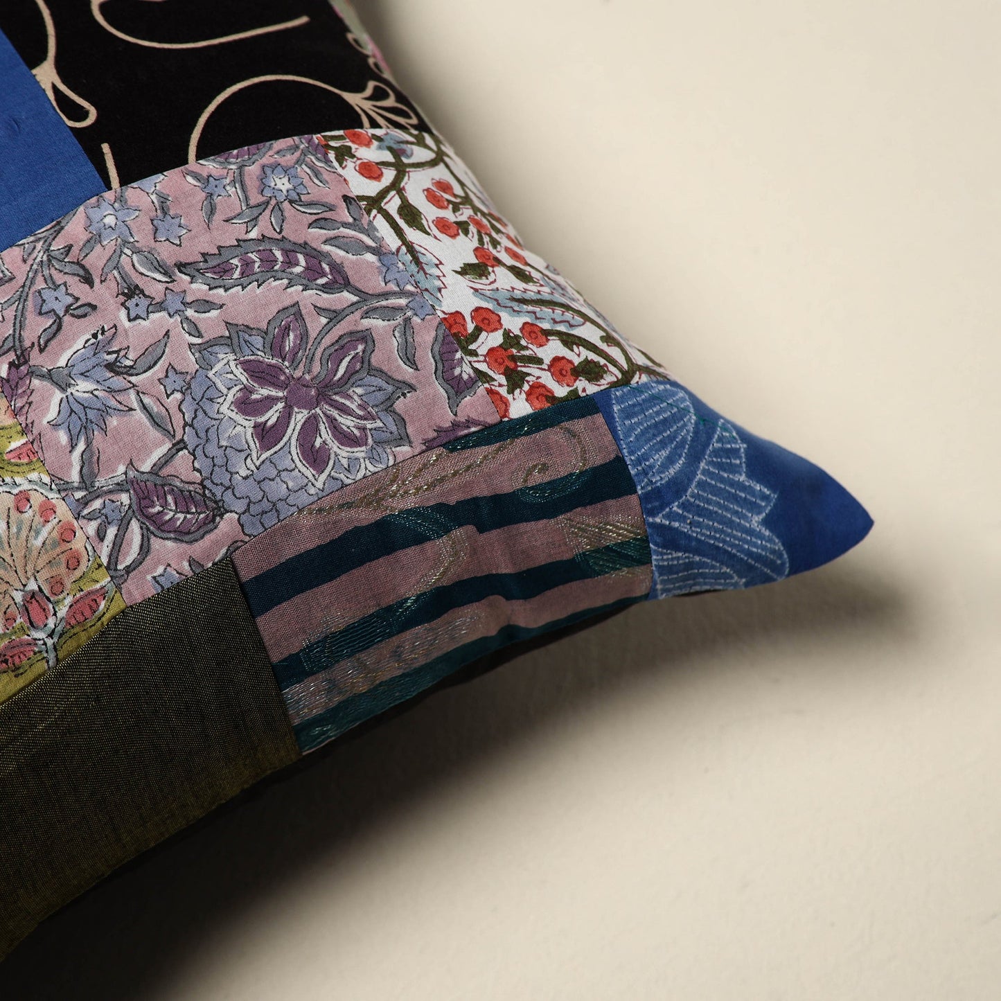 Multicolor - handcrafted cotton patchwork cushion cover 32