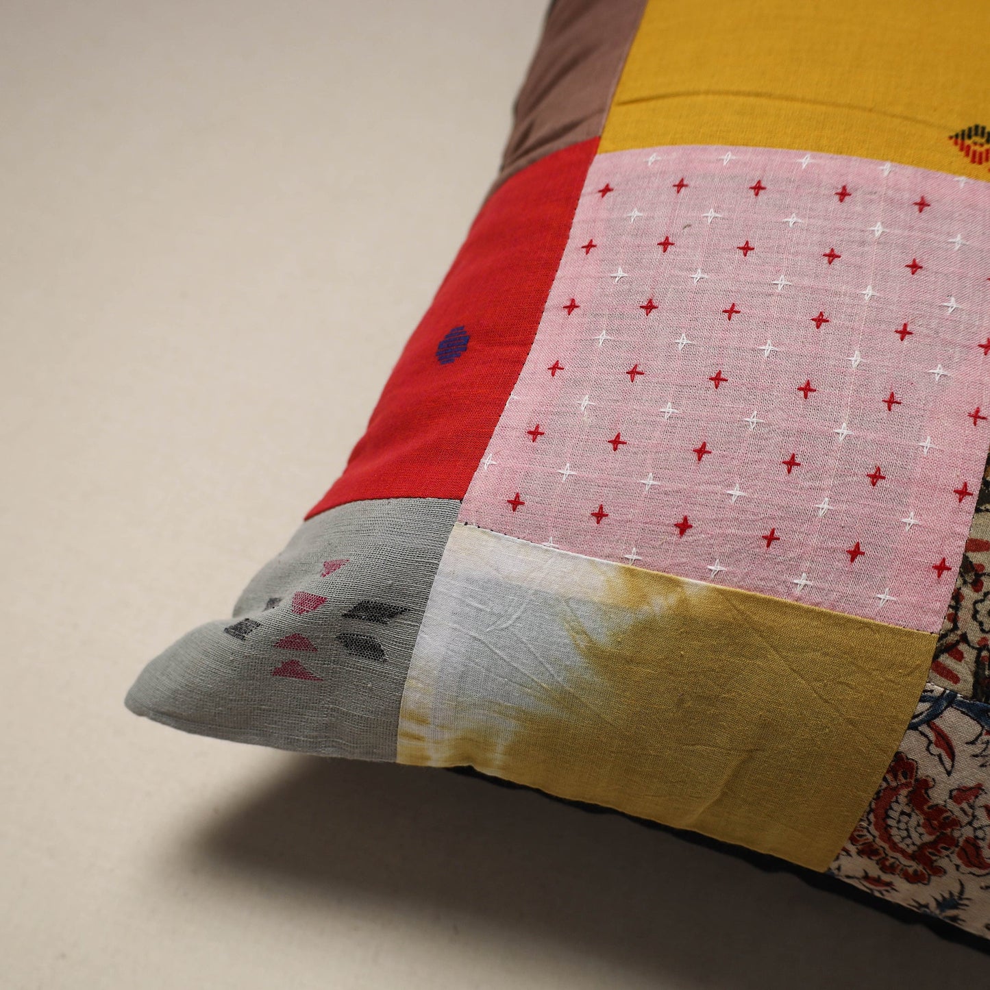 Handcrafted cotton patchwork cushion cover 32