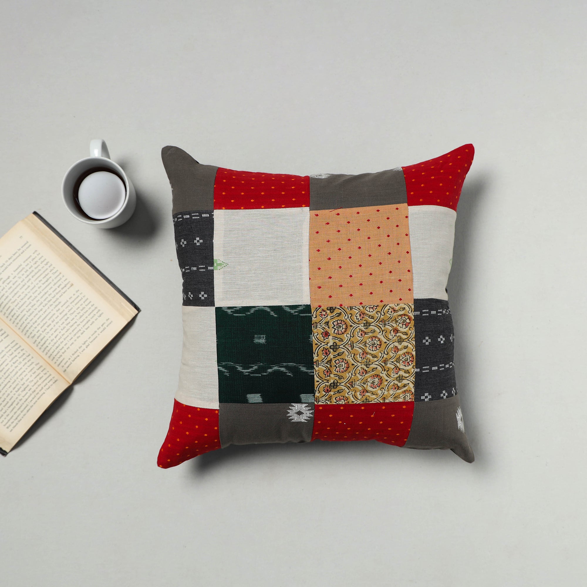  Multicolor Handcrafted Cotton Patchwork Cushion Cover