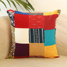 Multicolor - handcrafted cotton patchwork cushion cover 32