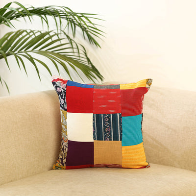 Multicolor - handcrafted cotton patchwork cushion cover 32