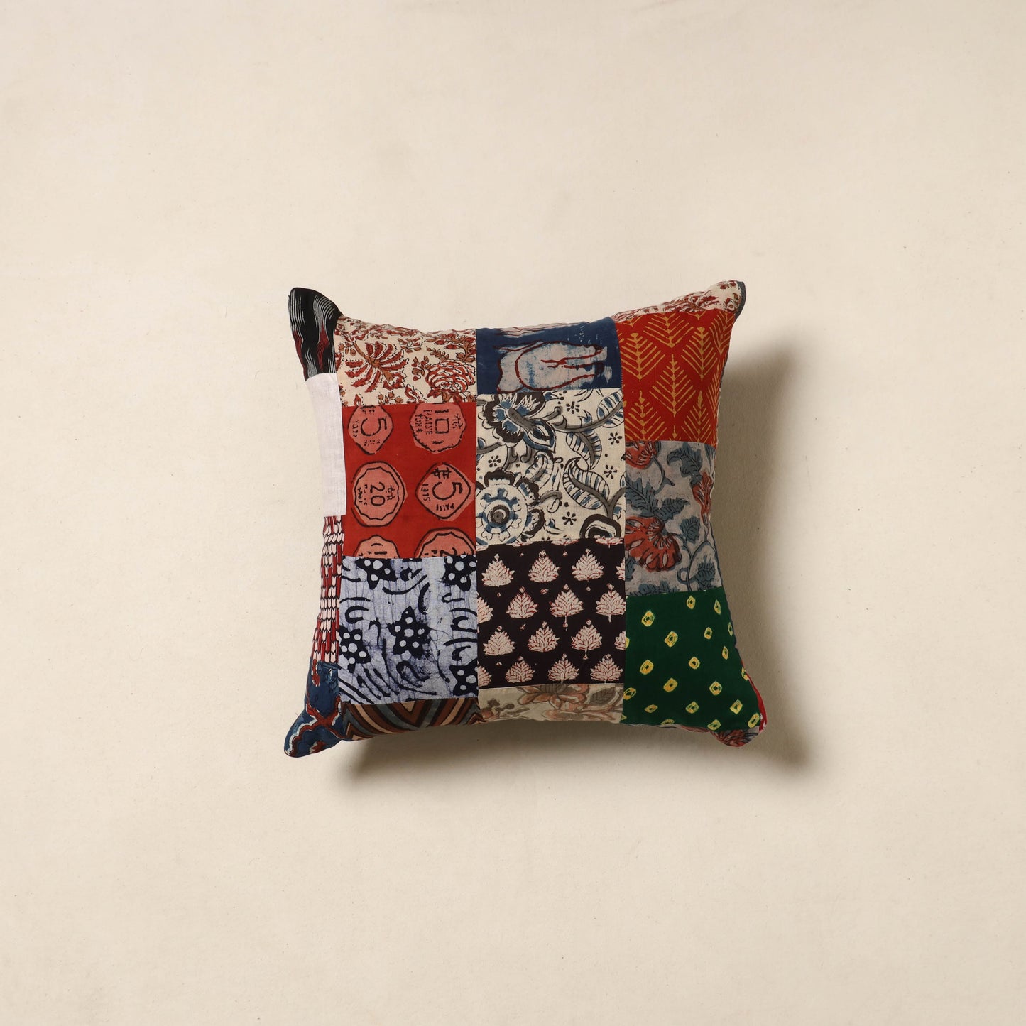 Multicolor - handcrafted cotton patchwork cushion cover 32