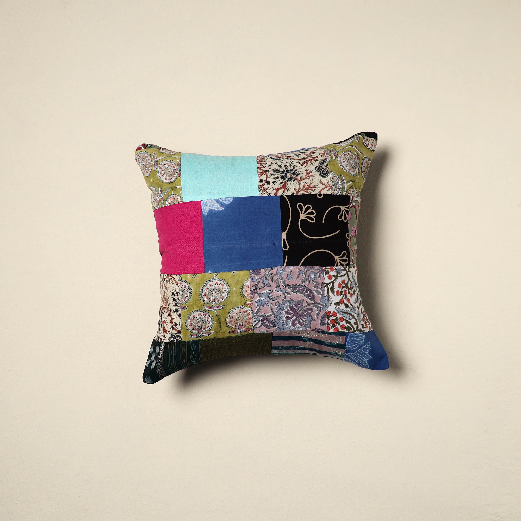 Multicolor - handcrafted cotton patchwork cushion cover 32