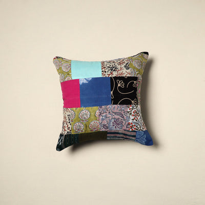 Multicolor - handcrafted cotton patchwork cushion cover 32