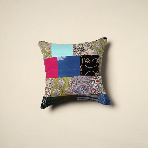 Multicolor - handcrafted cotton patchwork cushion cover 32
