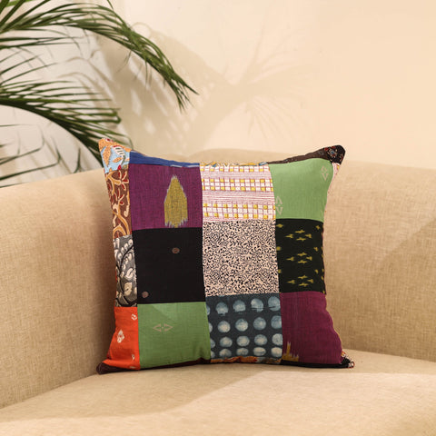 Buy Multicolor Handcrafted Cotton Patchwork Cushion Cover