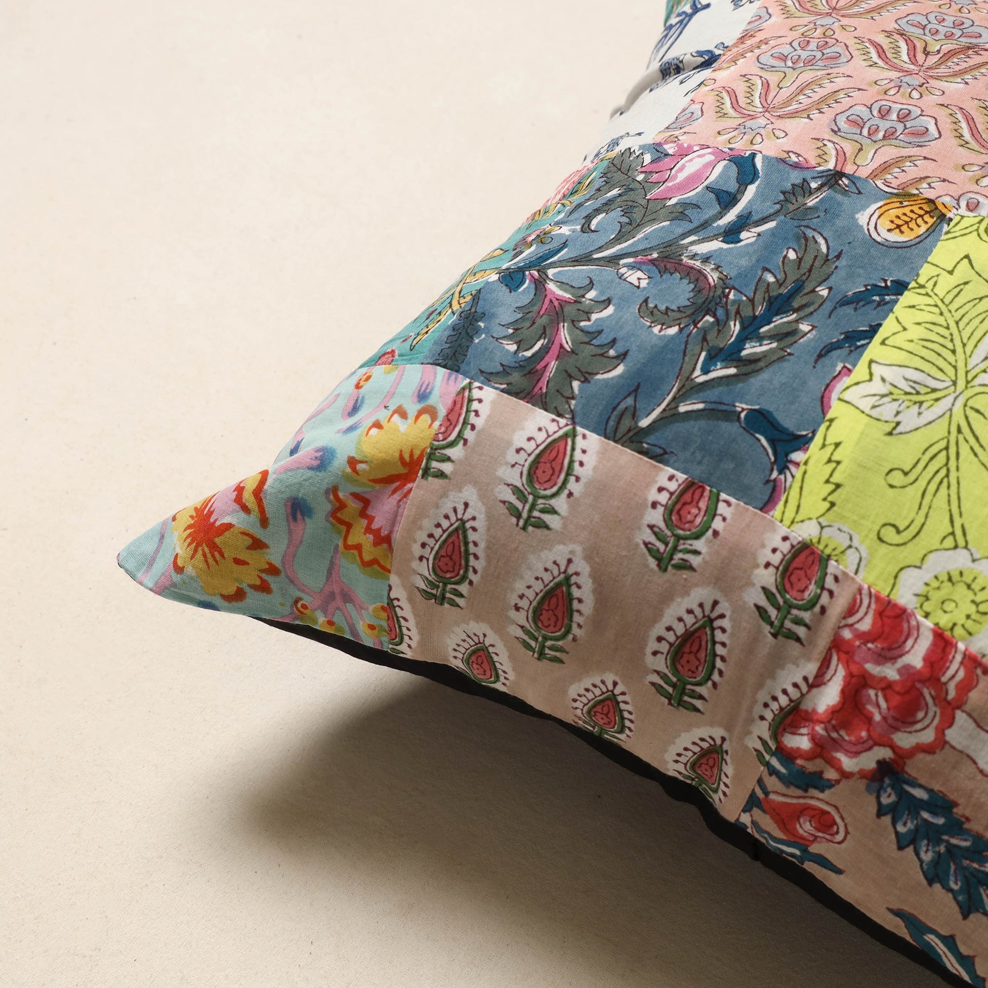 Multicolor - handcrafted cotton patchwork cushion cover 33