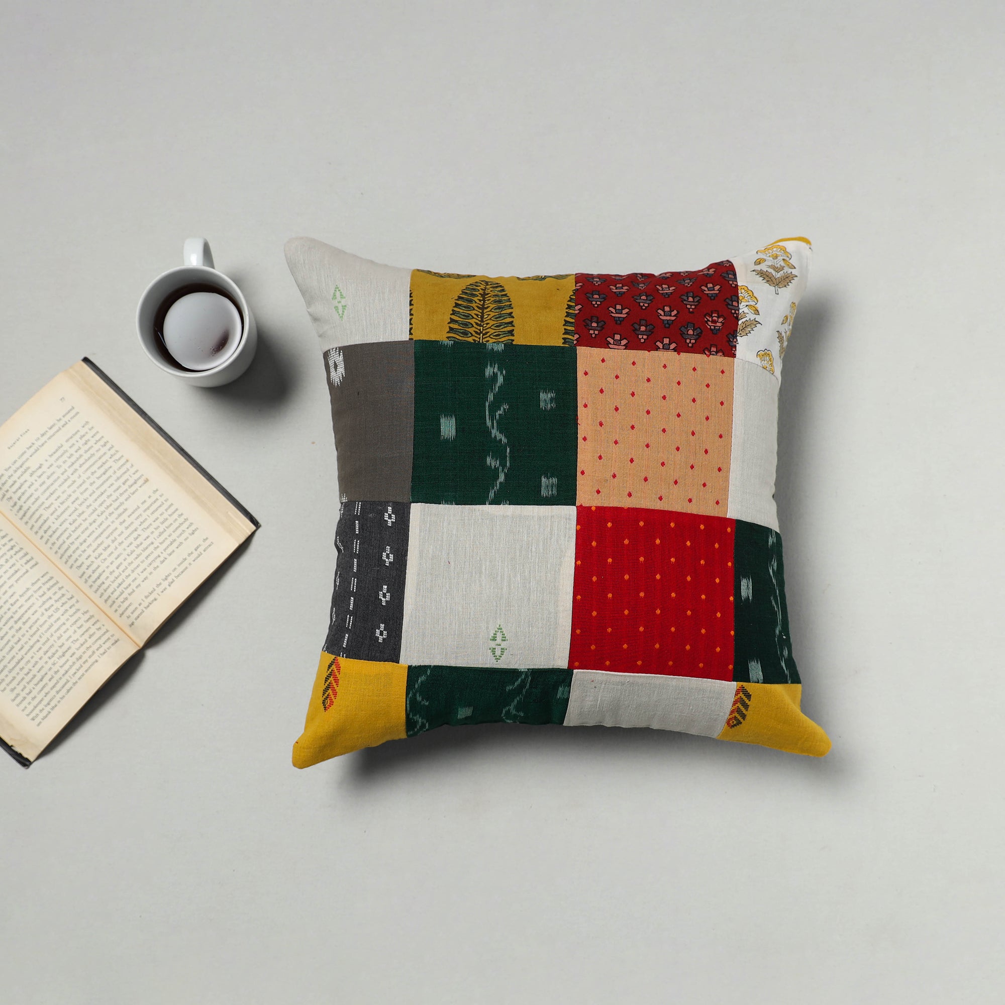 Multicolor - handcrafted cotton patchwork cushion cover 33