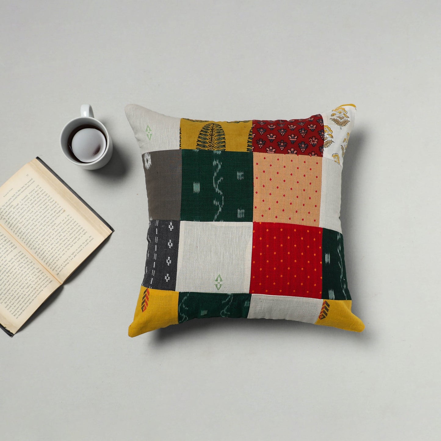 Multicolor - handcrafted cotton patchwork cushion cover 33